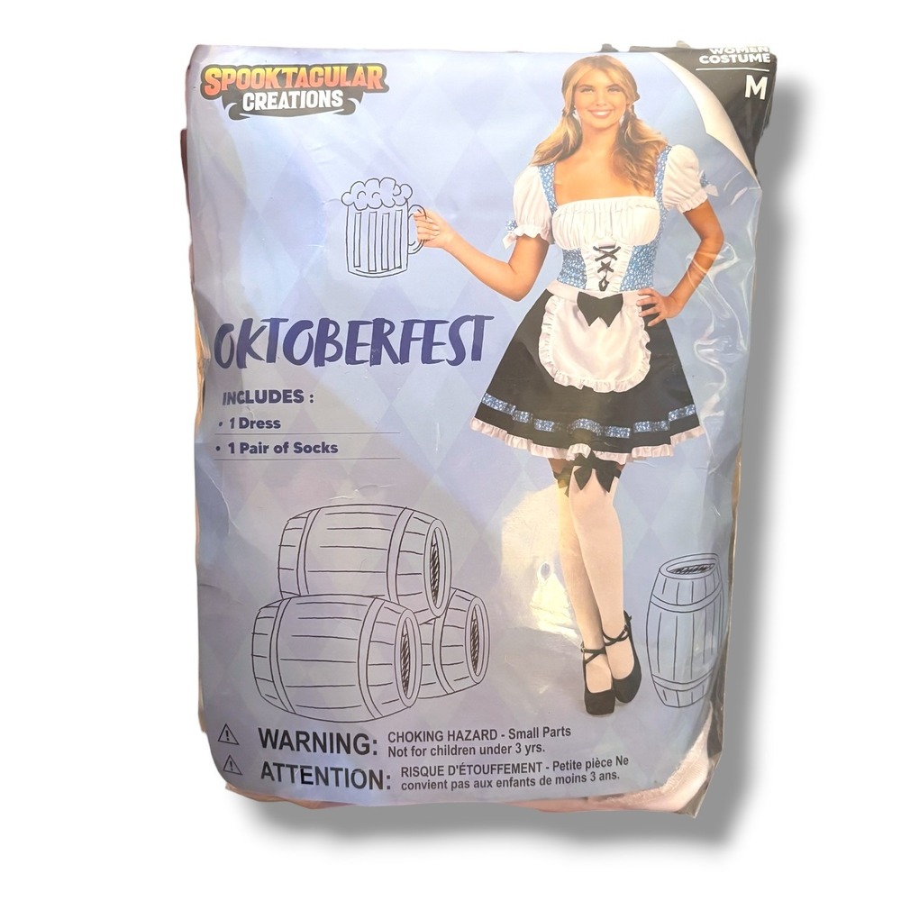 Spooktacular Creations Oktoberfest Beer Girl Costume Dress Socks Blue Medium NEW